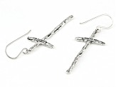 Sterling Silver Elongated Cross Earrings