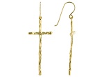 14K Yellow Gold Over Sterling Silver Elongated Cross Earrings