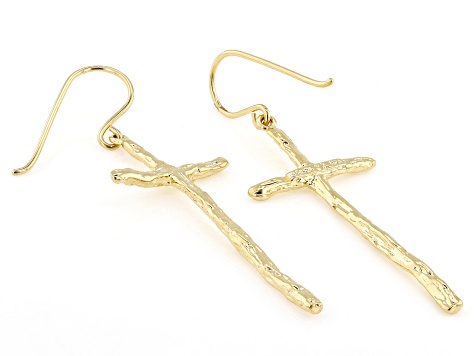 14K Yellow Gold Over Sterling Silver Elongated Cross
