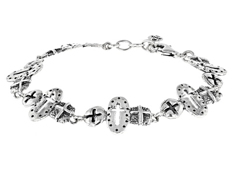 Sterling Silver Cross Station Bracelet