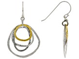 Two Tone Sterling Silver & 14K Yellow Gold Over Sterling Silver Open Design Earrings