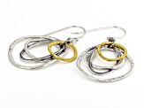 Two Tone Sterling Silver & 14K Yellow Gold Over Sterling Silver Open Design Earrings