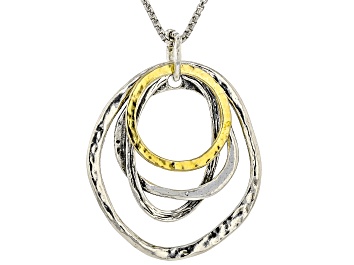 Picture of Two Tone Sterling Silver & 14K Yellow Gold Over Sterling Silver Open Design Pendant With Chain