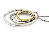 Two Tone Sterling Silver & 14K Yellow Gold Over Sterling Silver Open Design Pendant With Chain