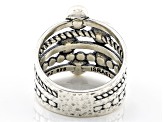 Cultured Freshwater Pearl Sterling Silver Multi-Row Textured Ring