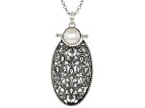 8.5mm Cultured Freshwater Pearl Sterling Silver Oval  Pendant With Chain