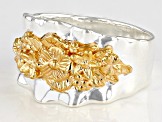 Sterling Silver & 14K Yellow Gold Over Sterling Silver Flower Band Ring