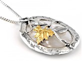 Mother-Of-Pearl Sterling Silver &14K Yellow Gold Over Sterling Silver Floral Pendant With Chain