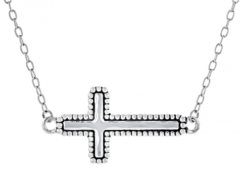 Sterling Silver Cross Necklace & Earring Set