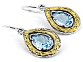 Sky Blue Topaz Two Tone Sterling Silver & 14K Yellow Gold Over Sterling Silver Earrings 4.50ctw