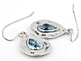 Sky Blue Topaz Two Tone Sterling Silver & 14K Yellow Gold Over Sterling Silver Earrings 4.50ctw