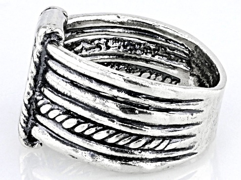 Sterling Silver Multi-Row Hammered Band Ring