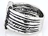 Sterling Silver Multi-Row Hammered Band Ring