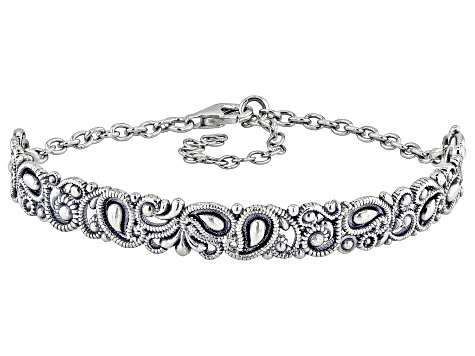 Sterling Silver Lace Design Textured Bracelet - SPZ114 | JTV.com