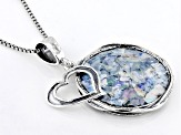 23mm Roman Glass Sterling Silver Heart Pendant With Chain