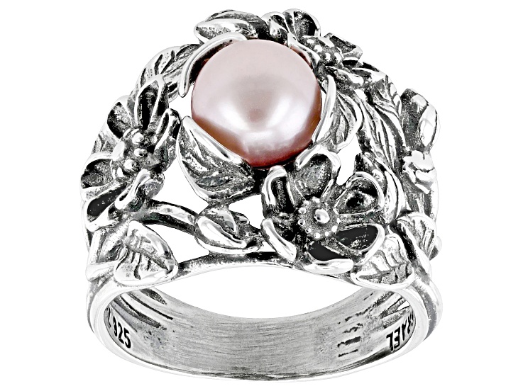 苺　0417 Pink Cultured Freshwater Pearl Sterling Silver Floral Ring