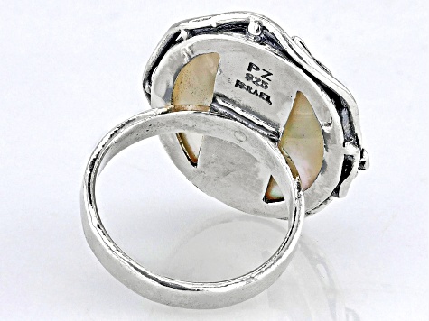 18x25mm Mother-Of-Pearl Sterling Silver &14K Yellow Gold Over