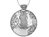 Sterling Silver Lace Design Circle Pendant With Chain