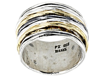 Picture of Two Tone Sterling Silver & 14k Gold Over Silver Spinner Band Ring