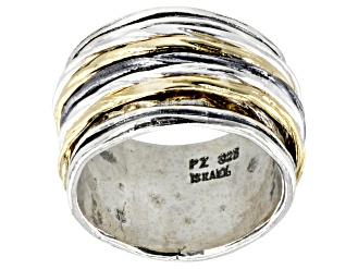 Two Tone Sterling Silver & 14k Gold Over Silver Spinner Band Ring