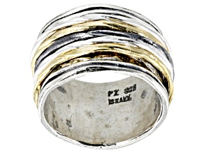 Two Tone Sterling Silver & 14k Gold Over Silver Spinner Band Ring