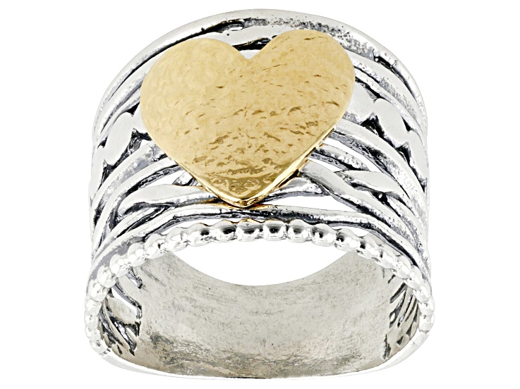 シルバーアクセサリーセット Two Tone Sterling Silver & 14k Gold Over Silver Heart Ring