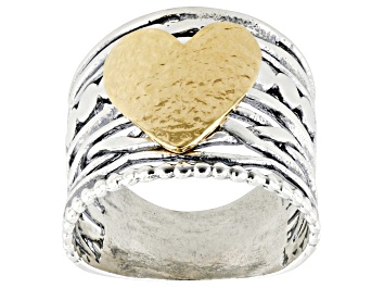 Picture of Two Tone Sterling Silver & 14k Gold Over Silver Heart Ring