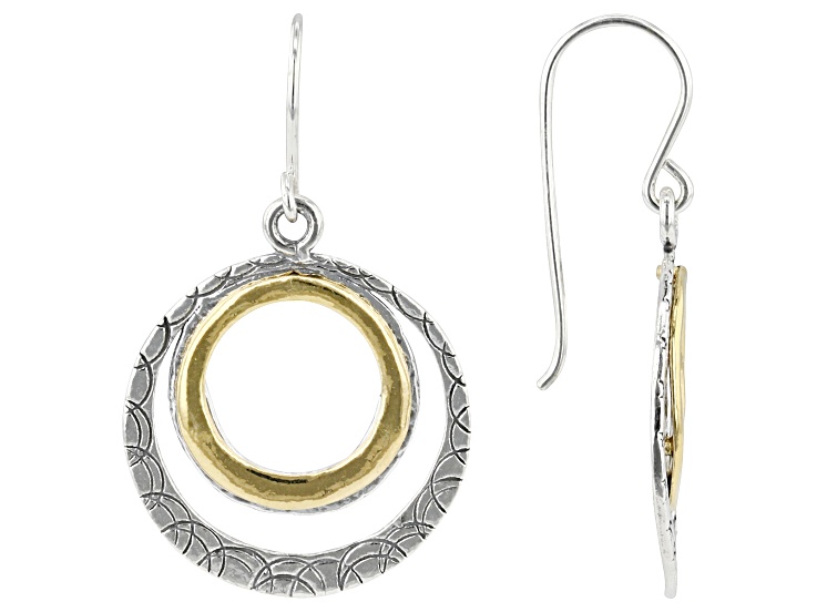 Two Tone Sterling Silver & 14k Yellow Gold Over Silver