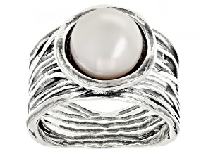 9.5-10mm Cultured Freshwater Pearl Sterling Silver Ring