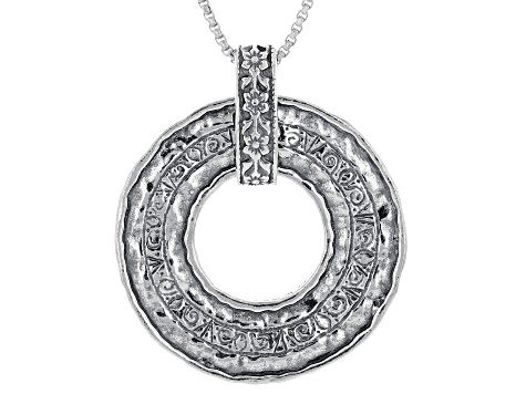 Sterling Silver Textured Circle Pendant With Chain