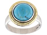 Turquoise Two Tone Sterling Silver & 14K Gold Over Silver Ring 10mm