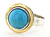 Turquoise Two Tone Sterling Silver & 14K Gold Over Silver Ring 10mm