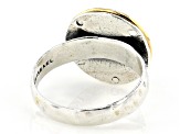 Turquoise Two Tone Sterling Silver & 14K Gold Over Silver Ring 10mm
