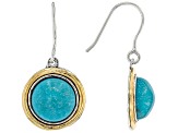 Turquoise Two Tone Sterling Silver & 14K Gold Over Silver Earrings,12mm