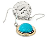 Turquoise Two Tone Sterling Silver & 14K Gold Over Silver Earrings,12mm