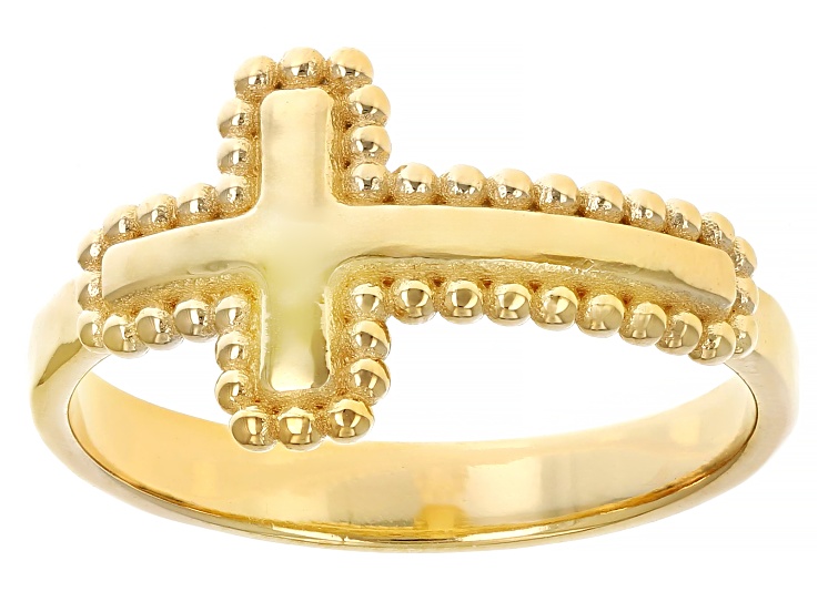 アクセサリー cvtvlist CROSS RING 14K Yellow Gold Over Sterling Silver Cross Ring - SPZ170 | JTV