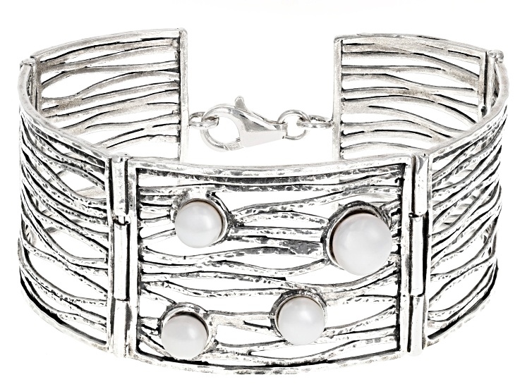6-8mm Cultured Freshwater Pearl Sterling Silver Layered  Bracelet