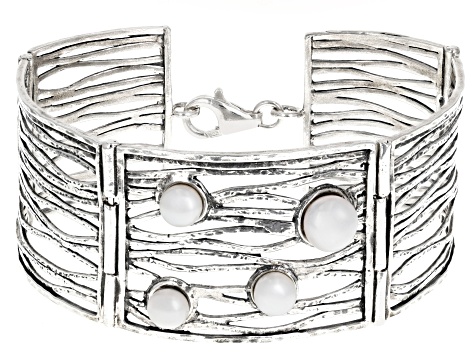 6-8mm Cultured Freshwater Pearl Sterling Silver Layered  Bracelet