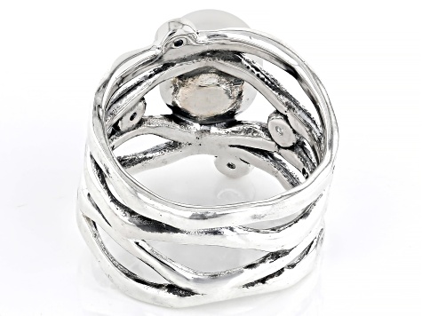Cultured Freshwater Pearl & Swiss Blue Topaz Sterling Silver Ring