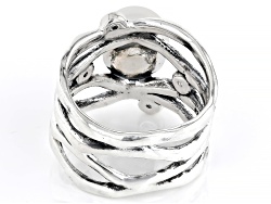 Cultured Freshwater Pearl & Swiss Blue Topaz Sterling Silver Ring 0.16ctw