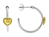 Two Tone Sterling Silver & 14K Gold Over Silver Heart Earrings