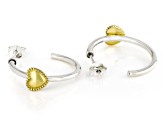 Two Tone Sterling Silver & 14K Gold Over Silver Heart Earrings
