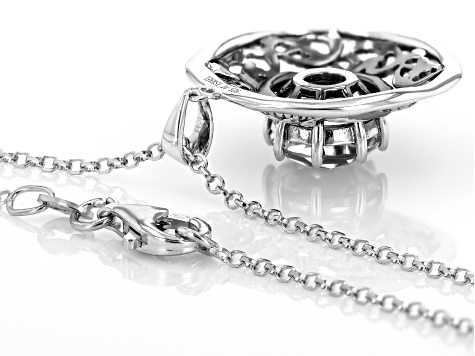 White Topaz Sterling Silver Lace Pendant With 18-Inch Chain 5.30ct