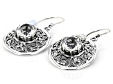 White Topaz Sterling Silver Lace Design Earrings 5.00ct