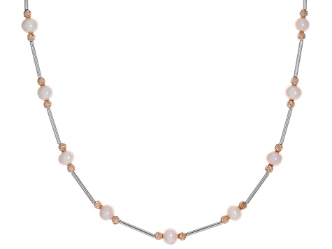 Cultured Freshwater Pearl Sterling Silver & 14K Rose Gold Over Sterling Silver Two-Tone Necklace