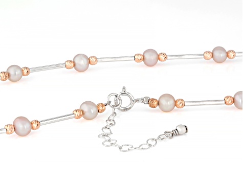 Cultured Freshwater Pearl Sterling Silver & 14K Rose Gold Over Sterling Silver Two-Tone Necklace