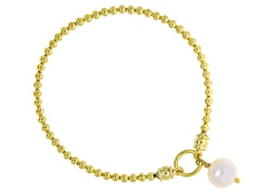 Cultured Freshwater Pearl 14K Yellow Gold Over Sterling Silver Stretch Bracelet 10-10.5mm
