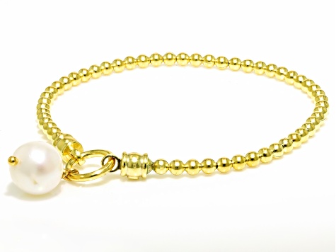Cultured Freshwater Pearl 14K Yellow Gold Over Sterling Silver