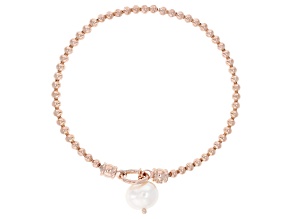 Cultured Freshwater Pearl 14K Rose Gold Over Sterling Silver Stretch Bracelet 10-10.5mm