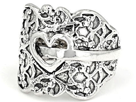 Sterling Silver Heart Filigree Ring - SPZ212 | JTV